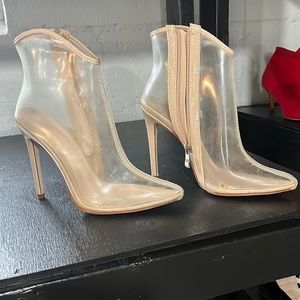 Wild Diva clear ankle boots